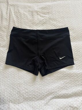 Nike Black Women's Bike Shorts with White Swoosh